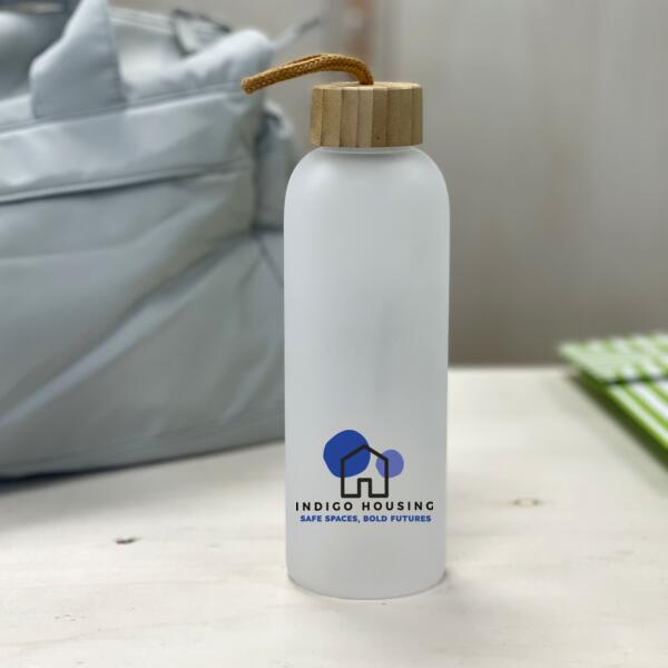 Indigo housing  frosted glass water bottle Thumbnail